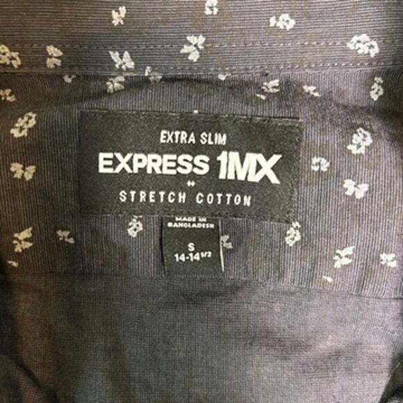 Express 1MX Extra Slim Button Up Mens Small Stretch Cotton Date Night Elevated - Picture 3 of 6